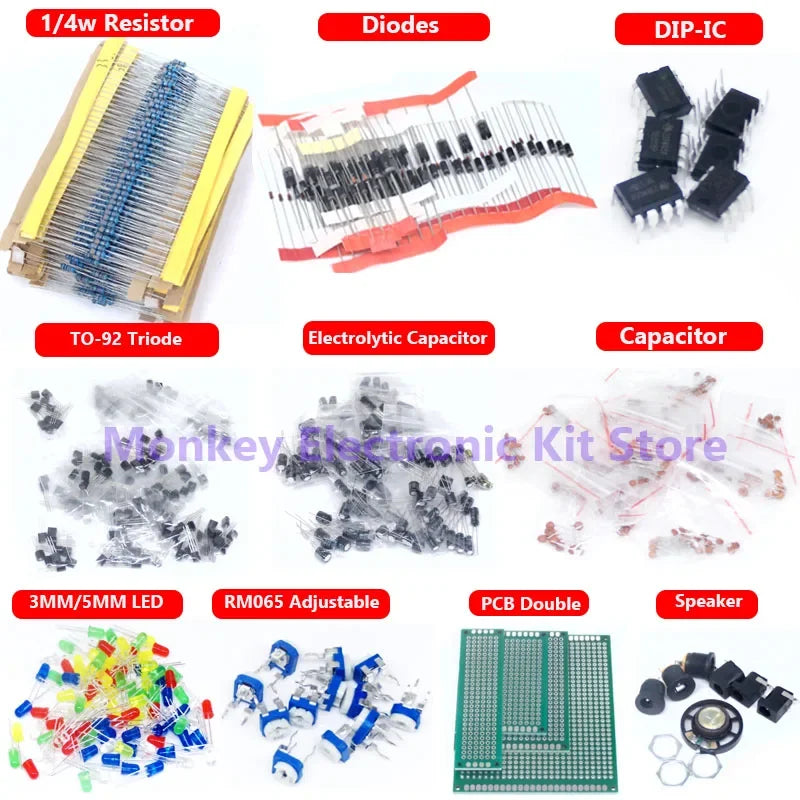 1900PCS Electronic Component Kit Capacitors Resistors Transi