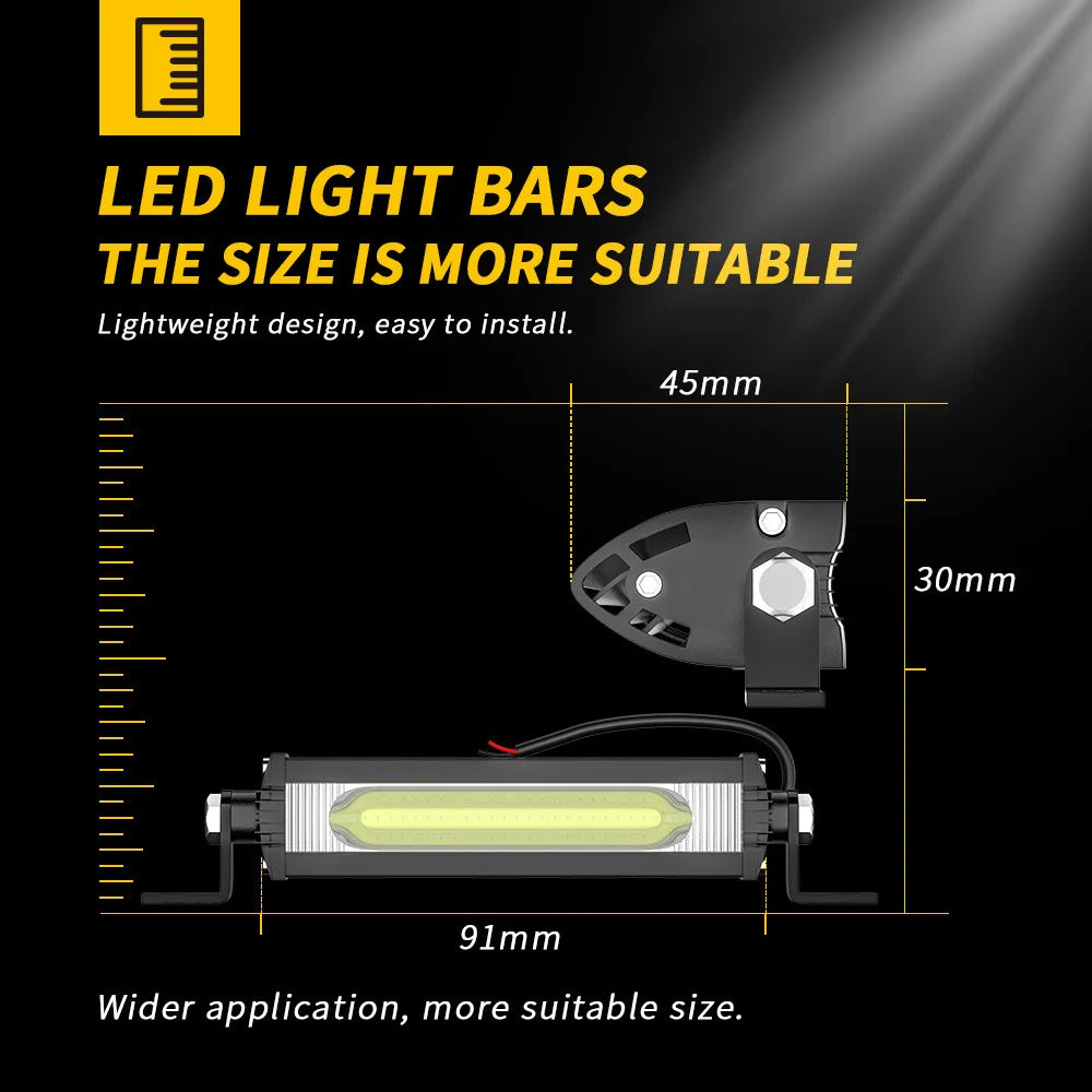 COB Car LED Work Light DRL Spotlight High Bright Waterproof 