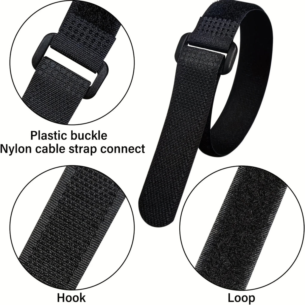 Hook and Loop Straps Reusable Organizer Black Nylon Fastener