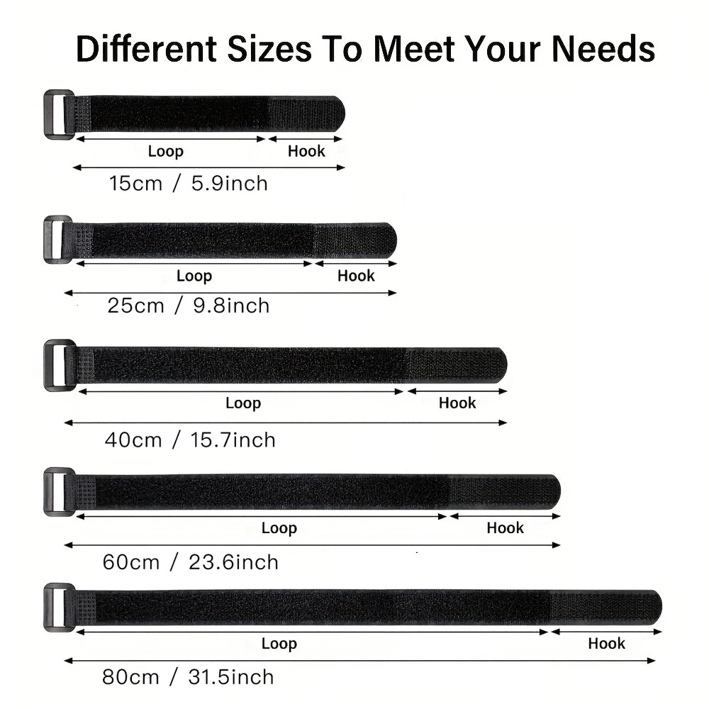 Hook and Loop Straps Reusable Organizer Black Nylon Fastener