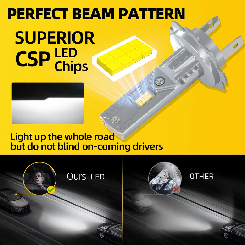 2/4Pcs 30000LM LED Headlight Bulbs HB3 H7 6000K CSP Chip Car