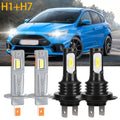 4PCS H1+H7 6000K Combo LED Headlight High Low Beam Bulbs Kit