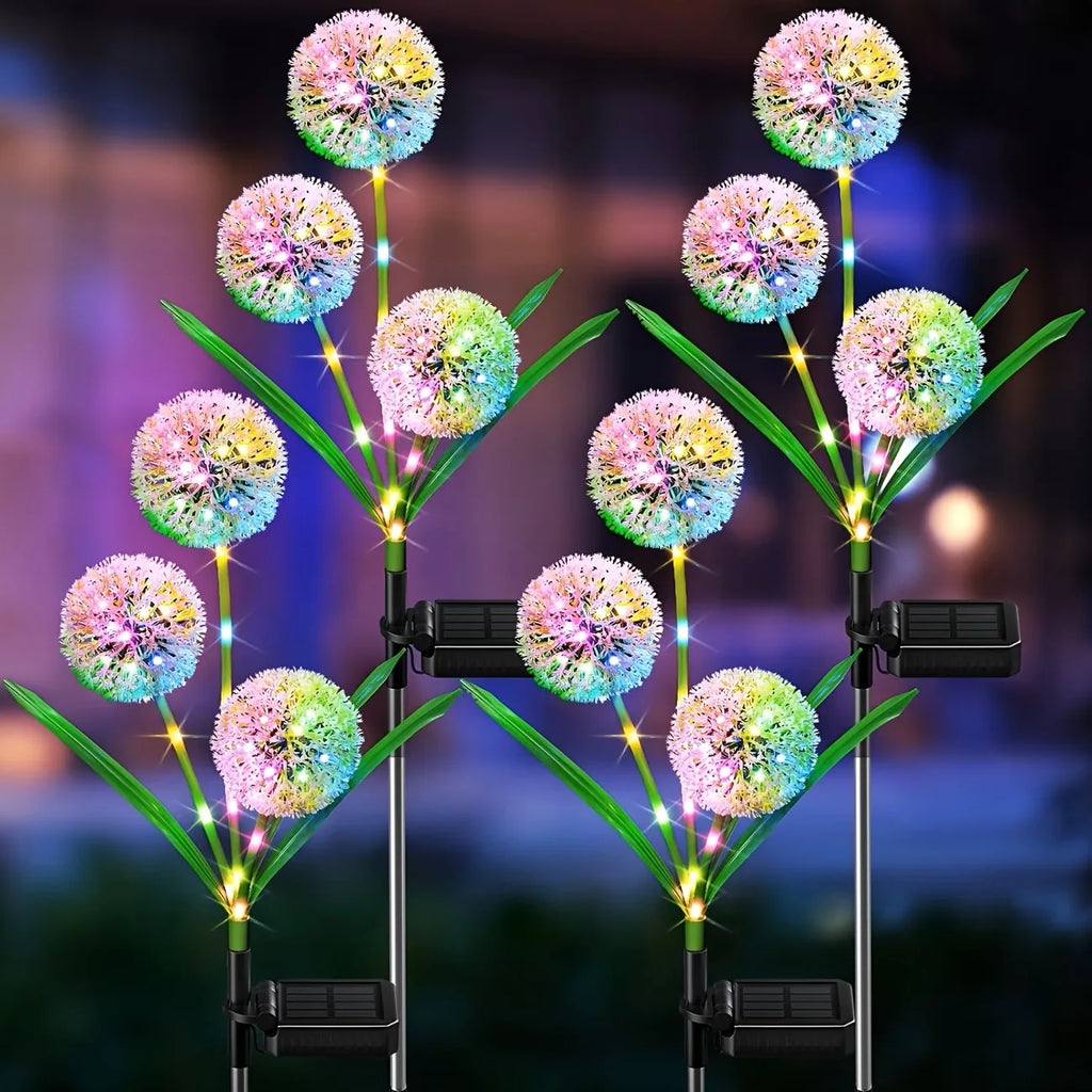 4PC 3 Head Solar LED Dandelion Outdoor Ground Mounted Light 