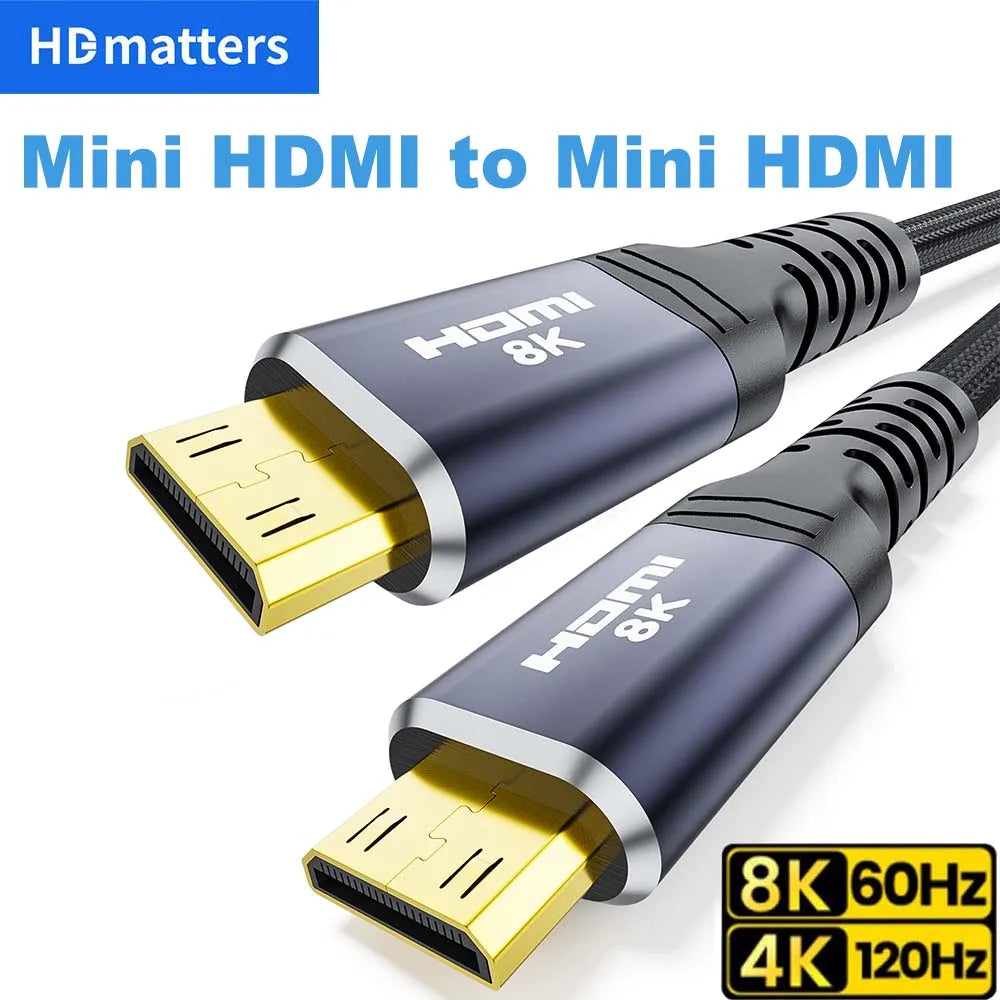 Mini HDMI to Mini HDMI Cable 8K Braided Double Mini HDMI 2.1