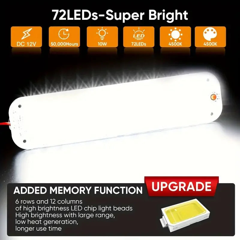 12V-80V High Brightness LED Panel Light Bar 72LED Car Interi