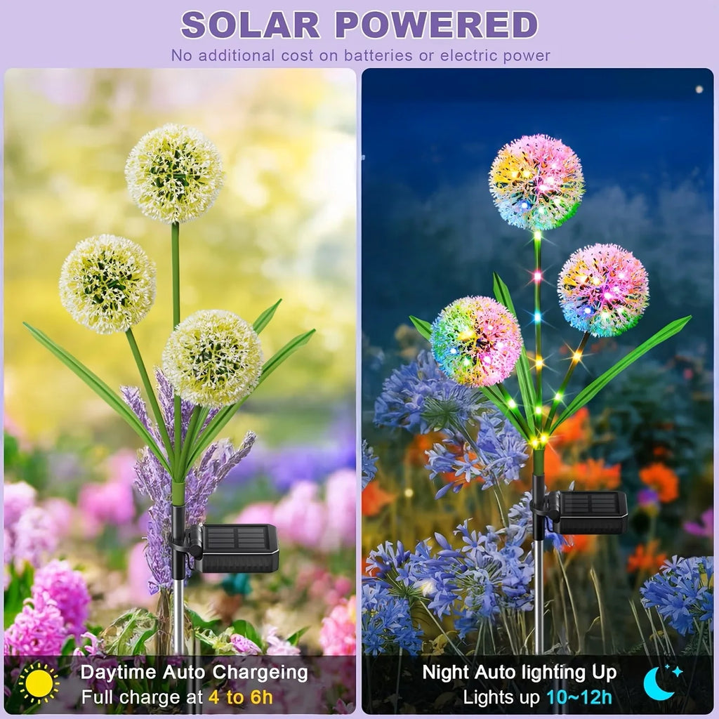4PC 3 Head Solar LED Dandelion Outdoor Ground Mounted Light 