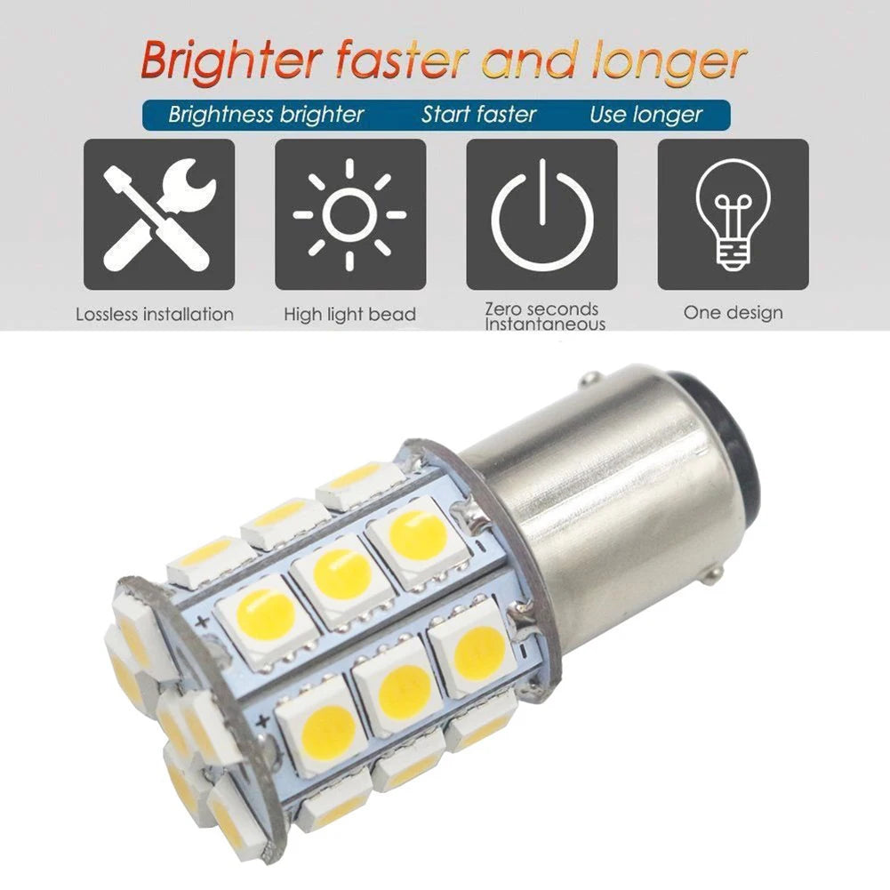 For Car Boats Replacement White 27-SMD BA15D Cabin Marine Bo