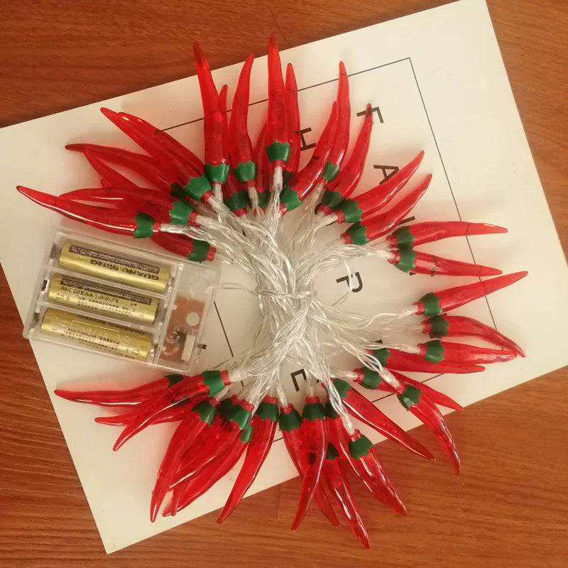Creative LED Red Chilli String Lights Battery/USB New Year s