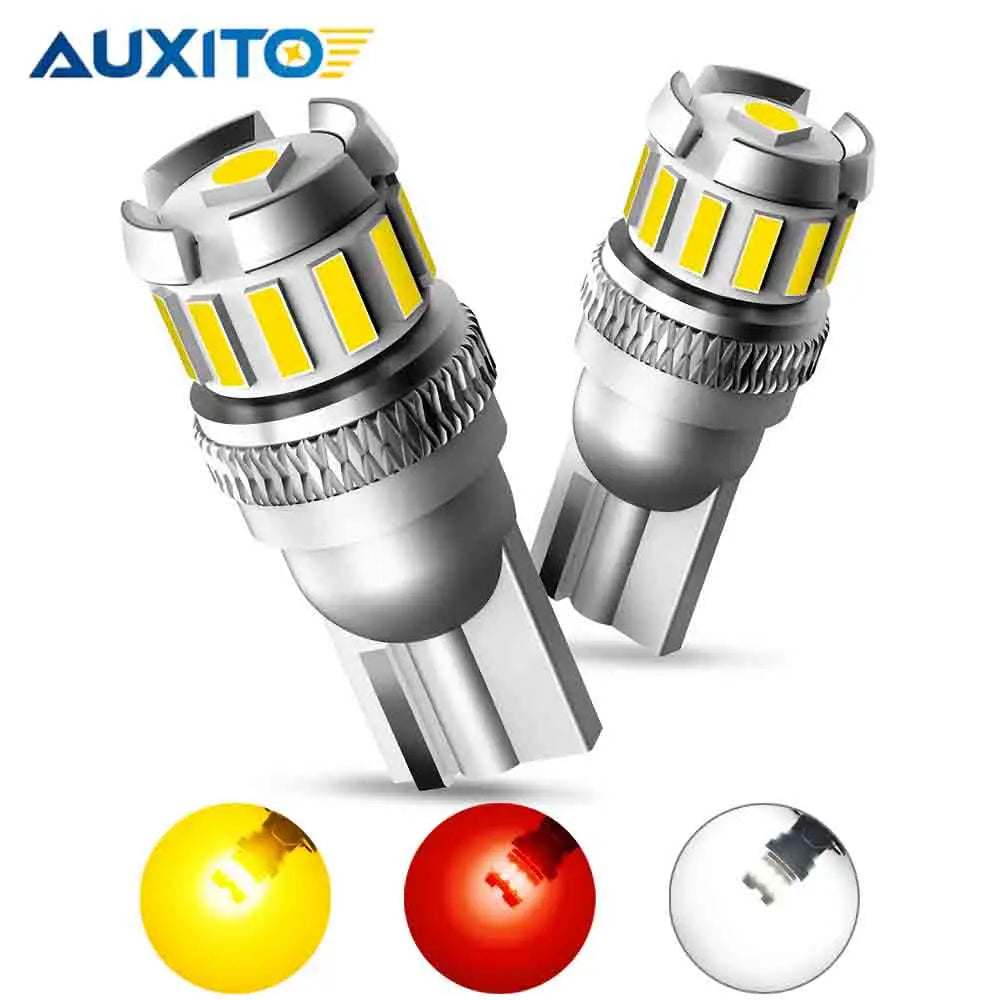 AUXITO 2PCS T10 W5W Red LED Bulb Canbus 194 168 White Car In