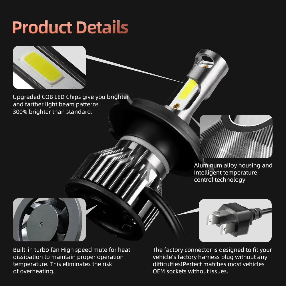 30000LM 200W H1 H7 H11 9005 9006 H4 9004 9007 H13 LED Headli