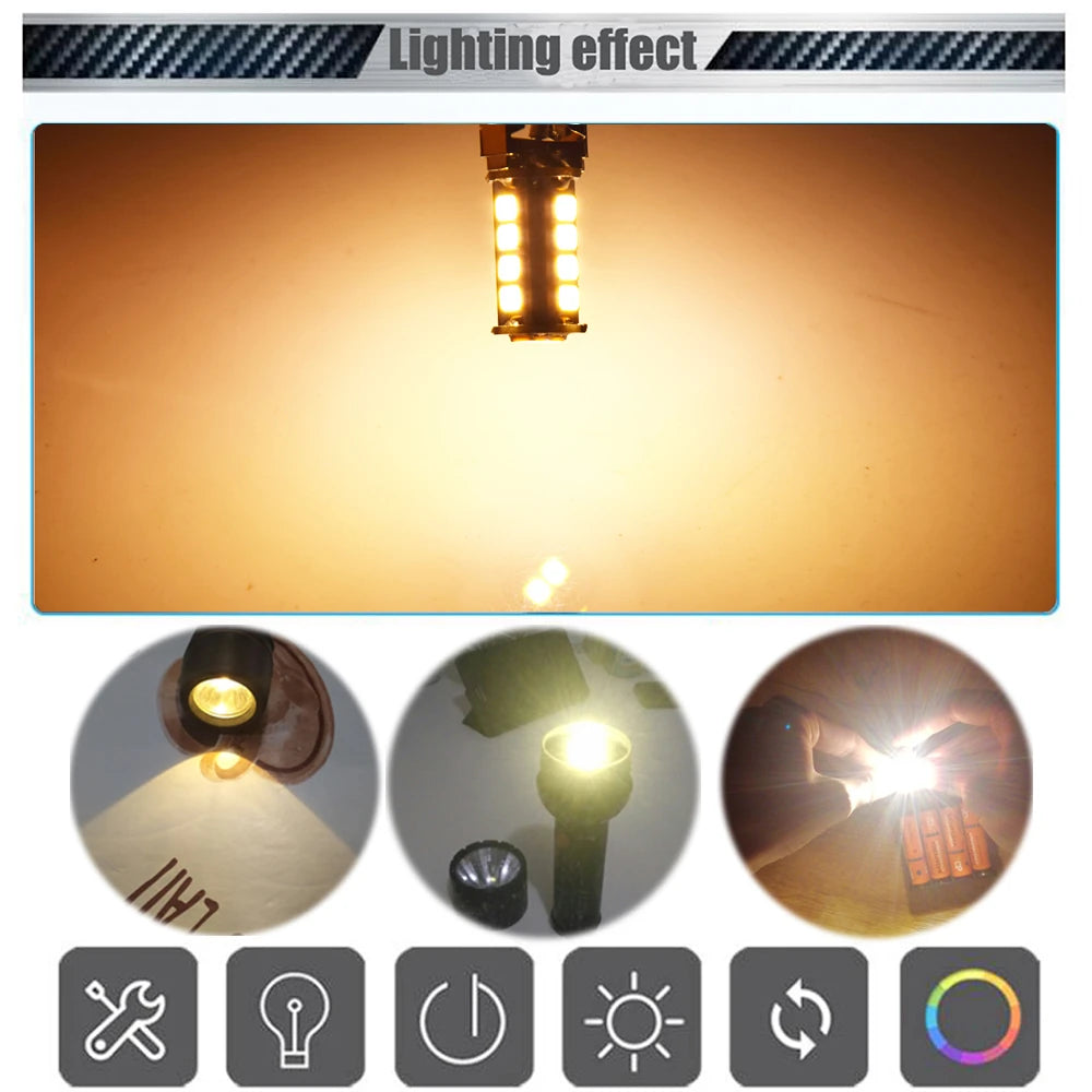 1/2 Pcs H3 LED Bulb Warm White PK22S 2835 18SMD Flashlight S