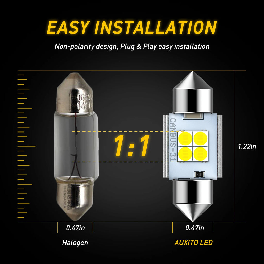 2/4Pcs AUXITO C10W LED Canbus Festoon 31mm 36mm 41mm C5W LED
