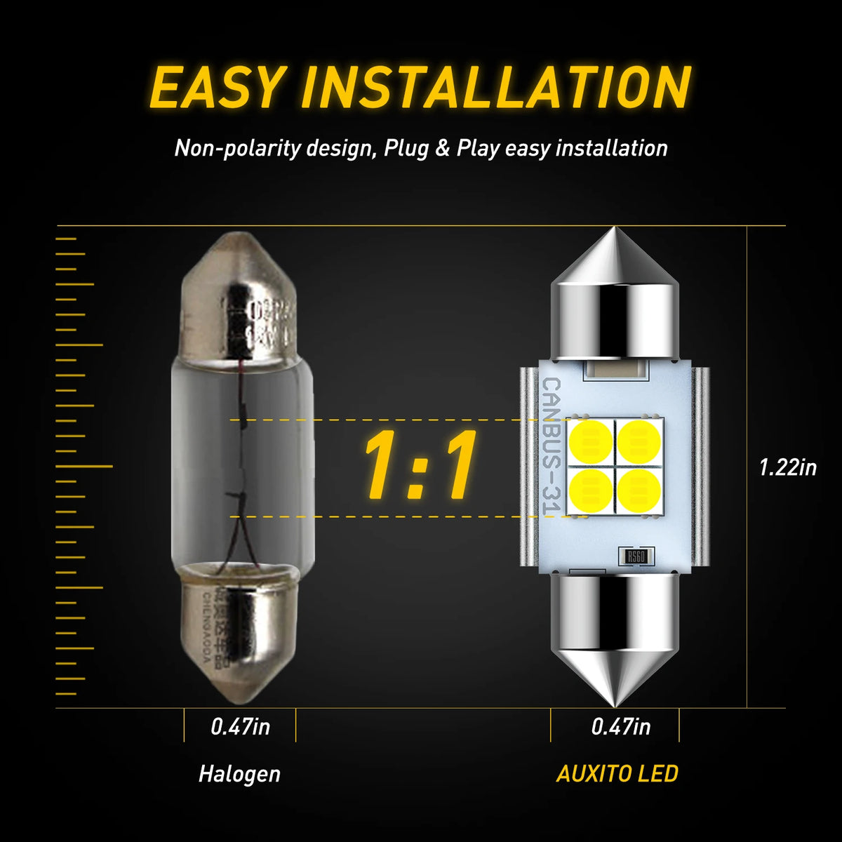 2/4Pcs AUXITO C10W LED Canbus Festoon 31mm 36mm 41mm C5W LED