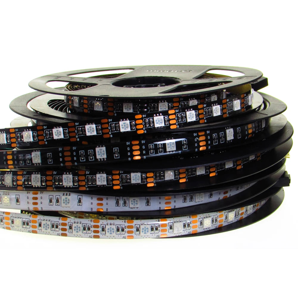 USB LED Strip Light 5 V Volt RGB Waterproof Black PCB 5050 5