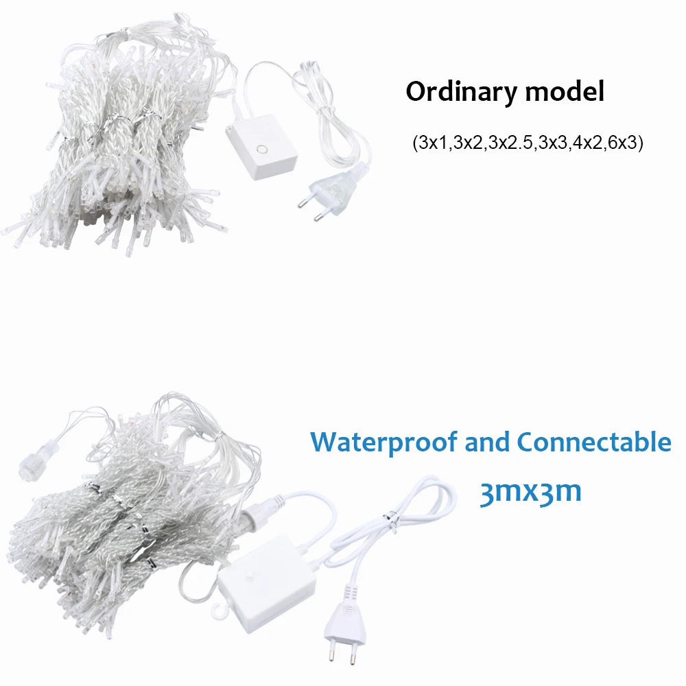 Led Icicle Curtain String Lights Fairy Christmas Lights Garl