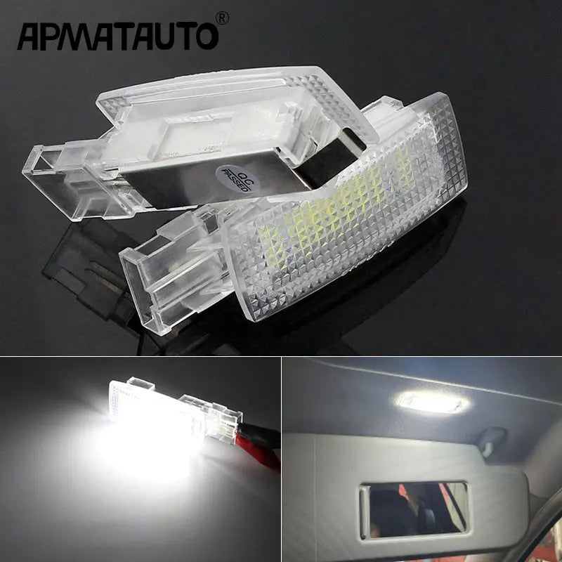 2Pcs LED Interior Sun Visor Vanity Mirror Light Reading Lamps For Skoda Superb Fabia Seat Altea Alhambra MK1 MK2 Leon Toledo
