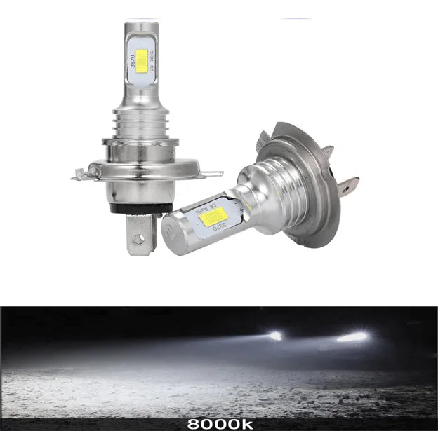 New 2Pcs CSP H7 H4 Led Car Headlight Bulb Source Car Led Fog Driving Lights White Yellow 8000K Bulb Fog Lamps Car Accessories