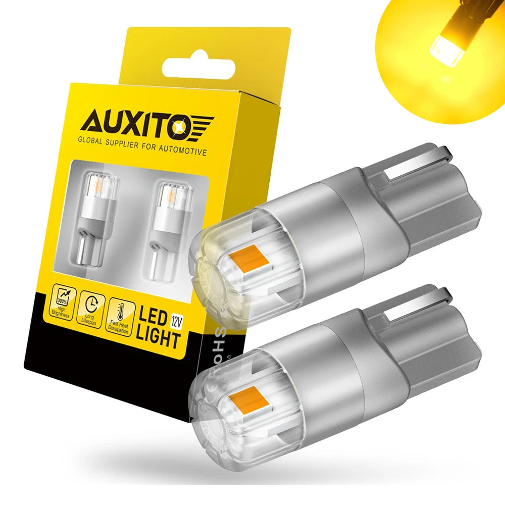 AUXITO 2Pcs 360 Degree Lighting Canbus T10 Lamps W5W LED Bulb 196 3030SMD Car Parking Position Side Marker Auto Interior Light