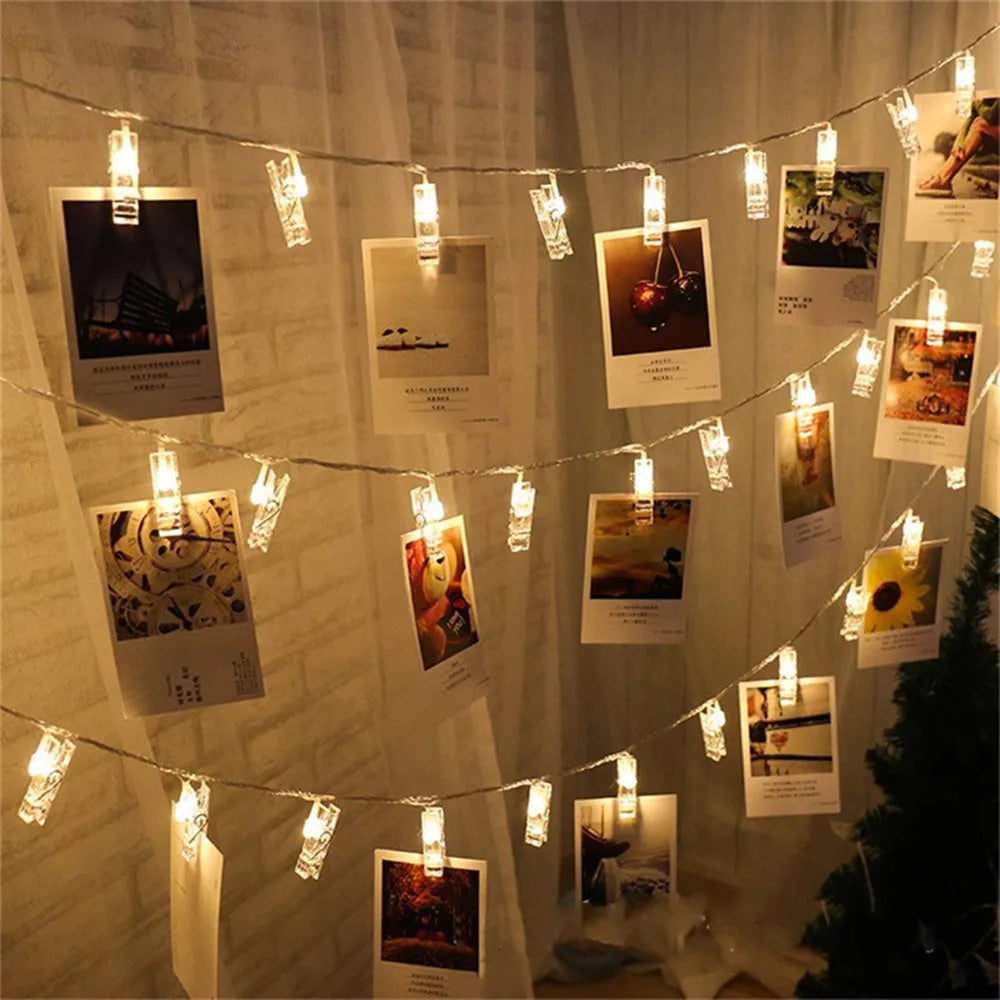 Garland Clothespins Led Photo Clip Lights String Weeding Dec