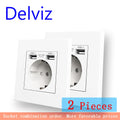 Delviz Dual USB Charging Outlet AC 110 250V Power Jack White