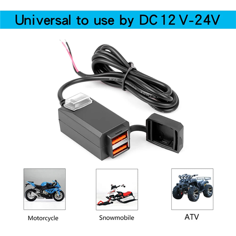 Motorcycle Vehicle-Mounted Charger Waterproof USB Adapter 12