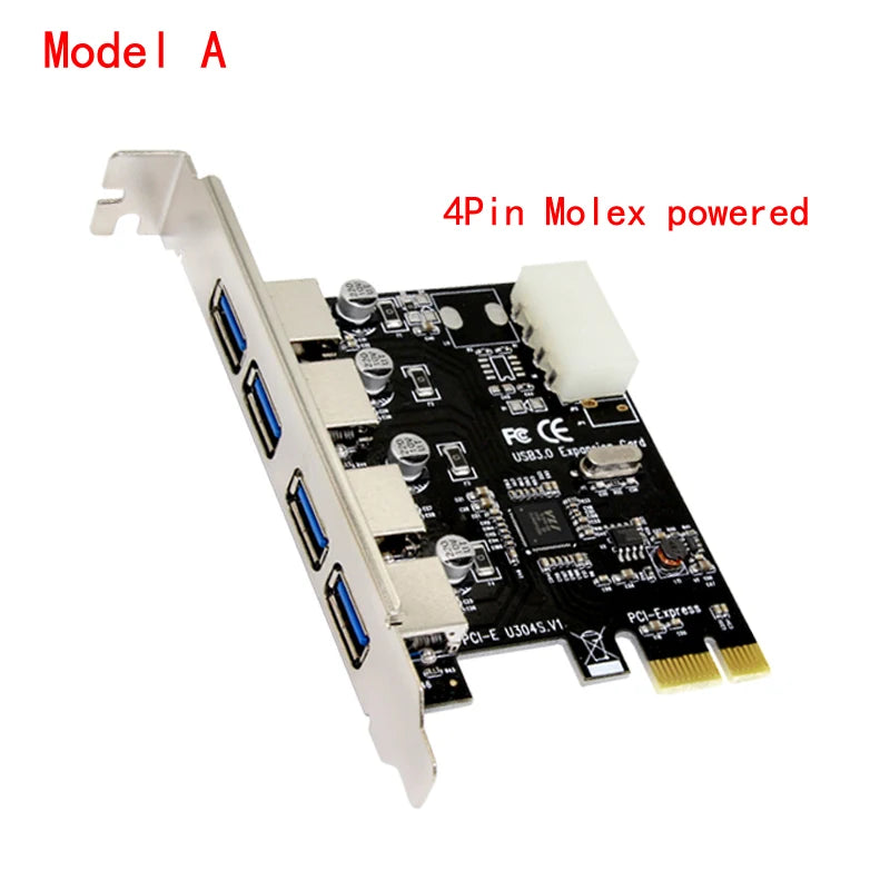 4 Port USB 3.0 PCI-E Expansion Card PCI Express PCIe USB 3.0 HUB Adapter 4-Port USB3.0 Controller USB 3 0 PCI e PCIe Express 1X