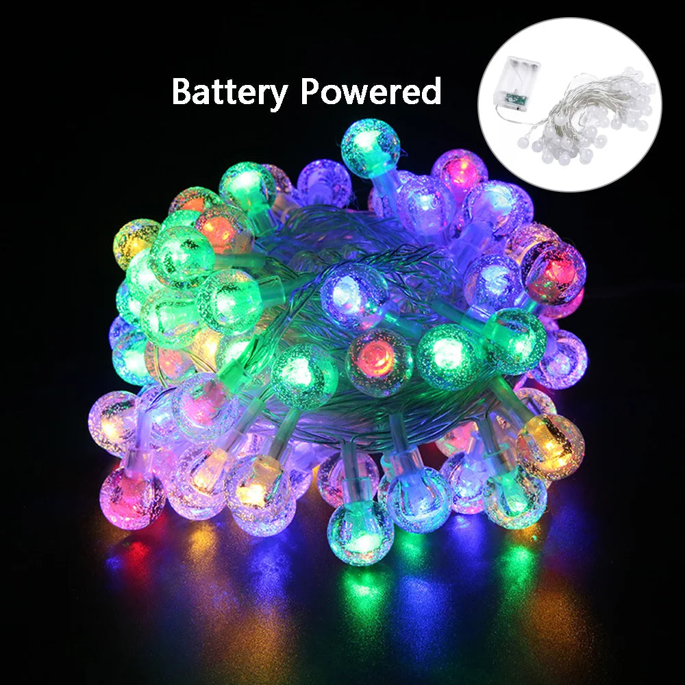 3M 6M 11M Crystal ball LED String Fairy Lights USB/Battery Powered Waterproof Holiday Garland Lights For Outdoor Christmas