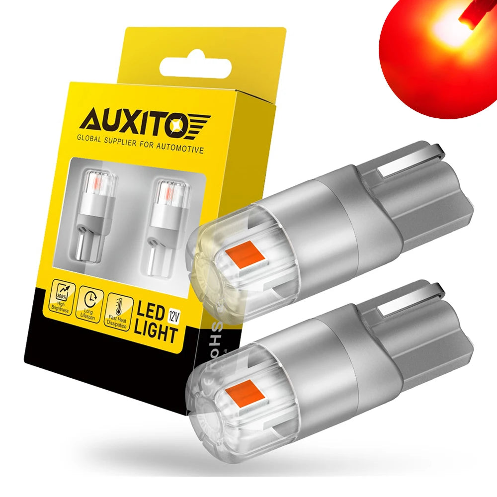 AUXITO 2Pcs 360 Degree Lighting Canbus T10 Lamps W5W LED Bulb 196 3030SMD Car Parking Position Side Marker Auto Interior Light