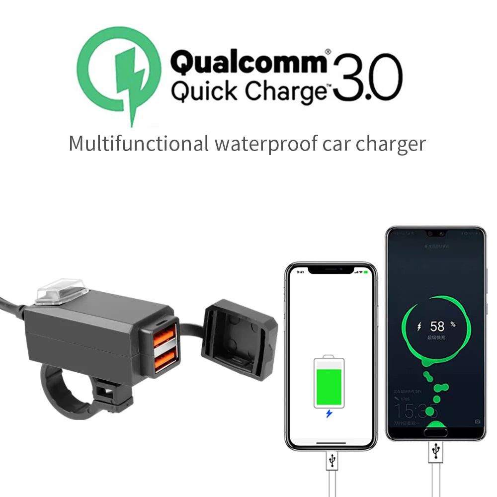 Motorcycle Vehicle-Mounted Charger Waterproof USB Adapter 12