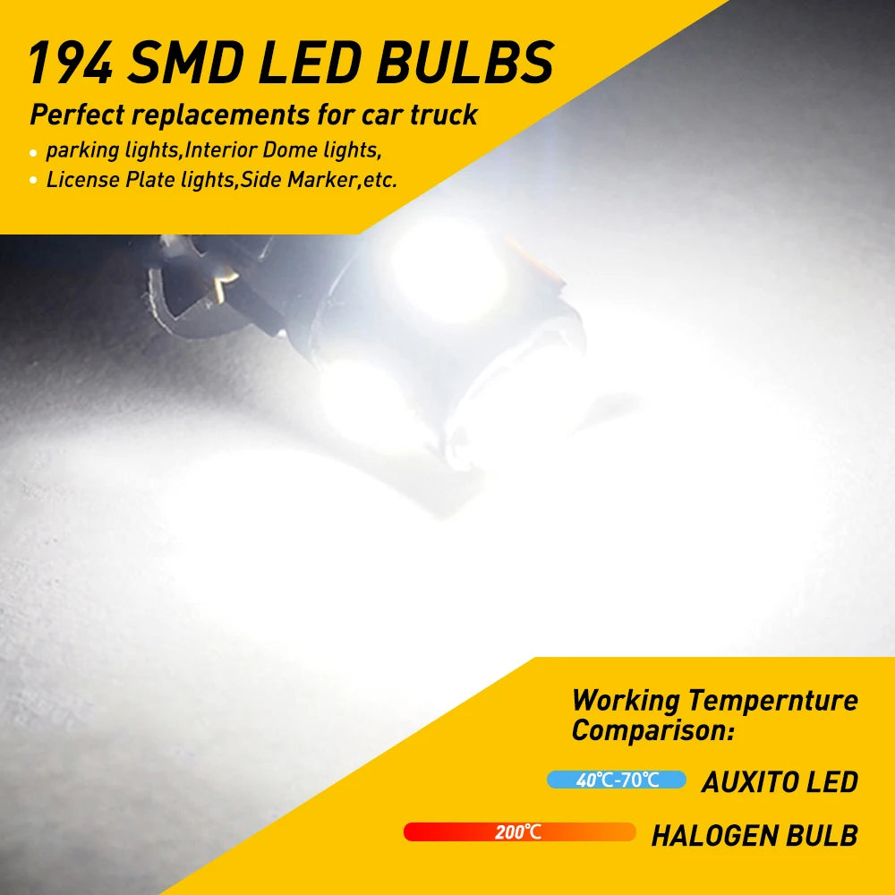 AUXITO 10/8/6/4/2Pcs T10 W5W LED Canbus 5630SMD No Error 194
