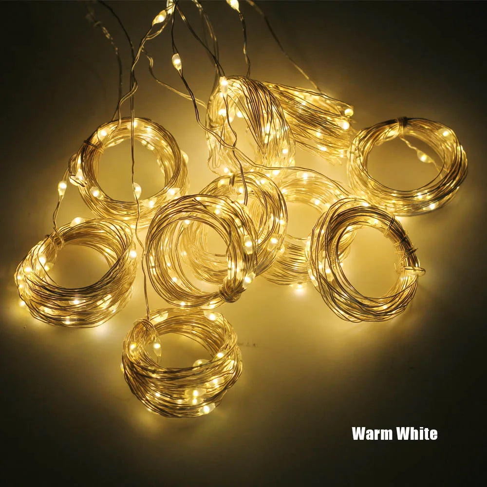 3M LED Curtain Garland USB String Lights Fairy Festoon With Remote Christmas Wedding Holiday New Year Decoration 2024 for Home