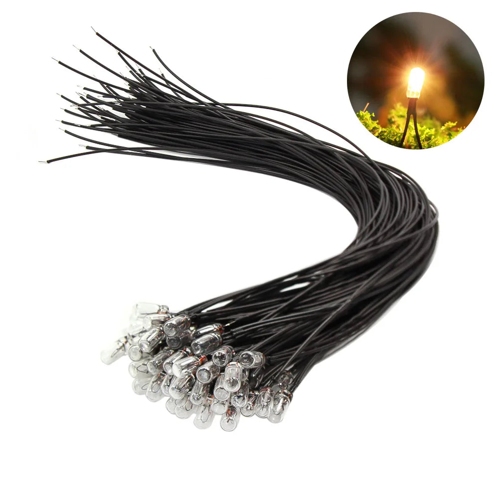 50pcs Pre-wired 4mm Mini Bulbs 12V 14V 16V 70mA Soldered Gra