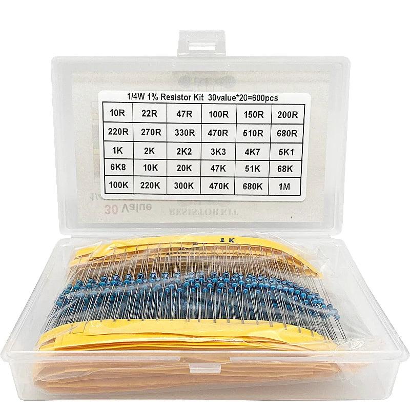 300pcs 600pcs 1/4W Resistance 1% 30 Kind Each 10pcs/20pcs Fi