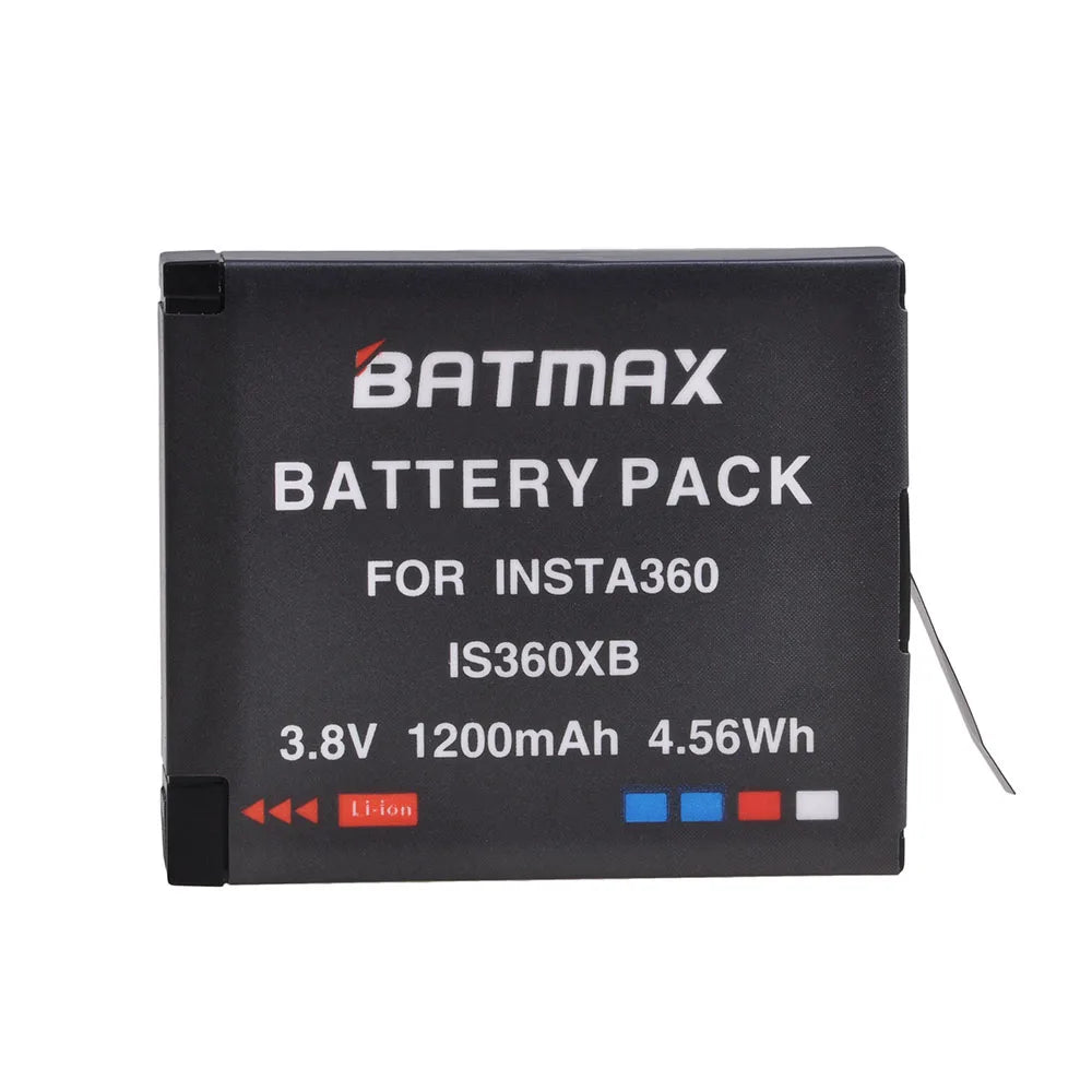 Batmax 1200mAh Insta360 One X Camera Battery IS360XB Replacement Battery + LED USB 3-Slots Charger with Micro USB Charge Port