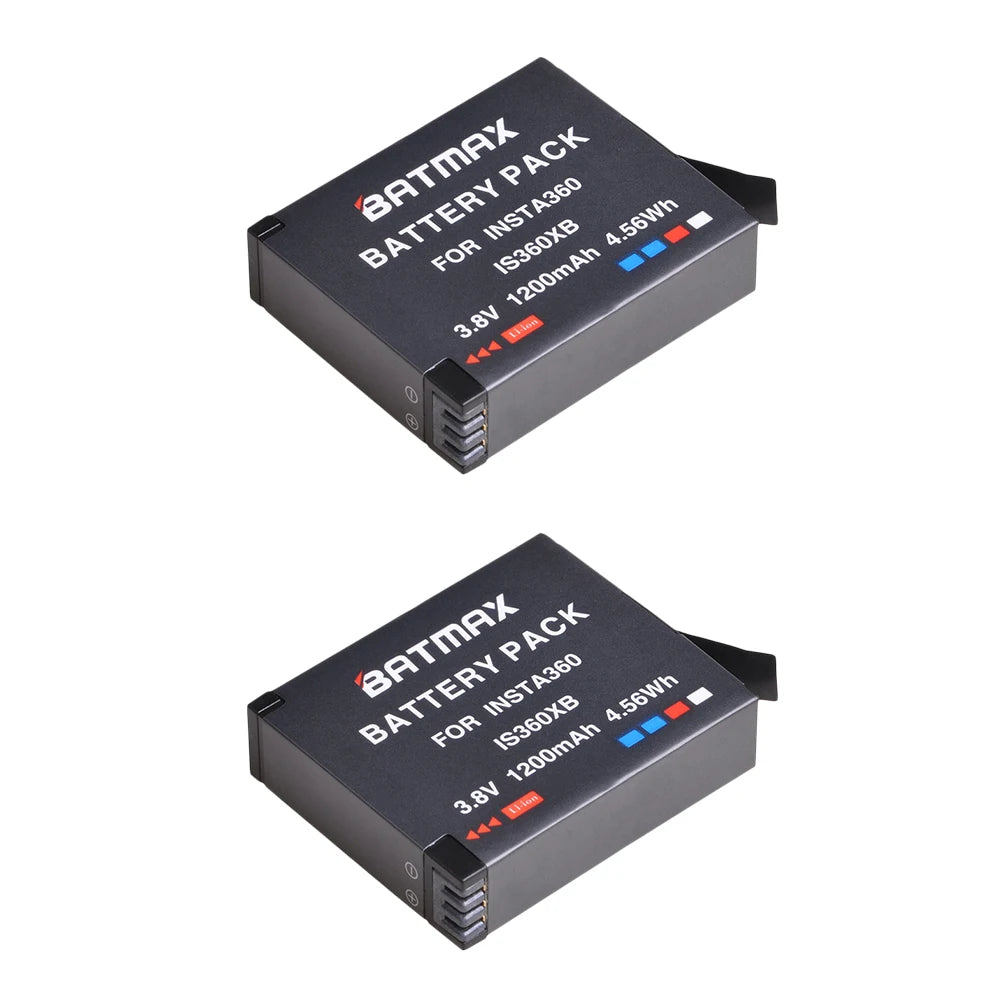 Batmax 1200mAh Insta360 One X Camera Battery IS360XB Replacement Battery + LED USB 3-Slots Charger with Micro USB Charge Port
