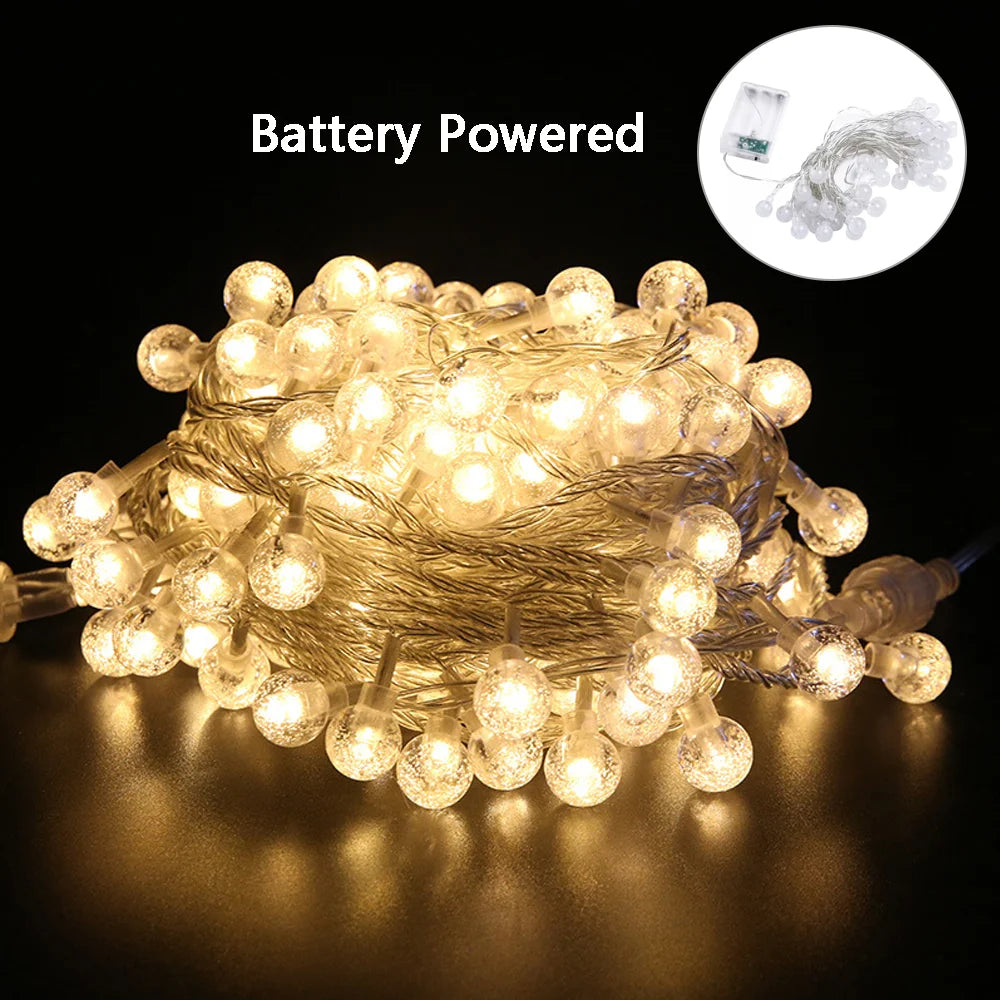 3M 6M 11M Crystal ball LED String Fairy Lights USB/Battery Powered Waterproof Holiday Garland Lights For Outdoor Christmas