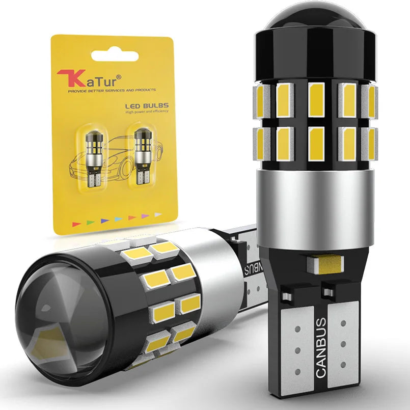 Katur 2pcs T10 W5W Led Canbus Bulbs 194 168 30SMD 3014 White