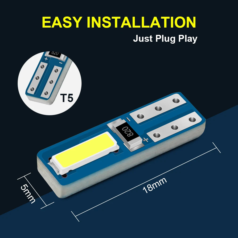 10Pcs T5 Led Bulb Canbus W3W 74 286 W1.2W Super Bright Car I