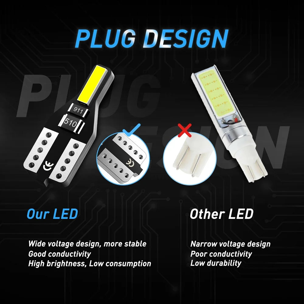 AUXITO 10/2Pcs Car Interior Light T10 168 2825 194 LED Bulb 
