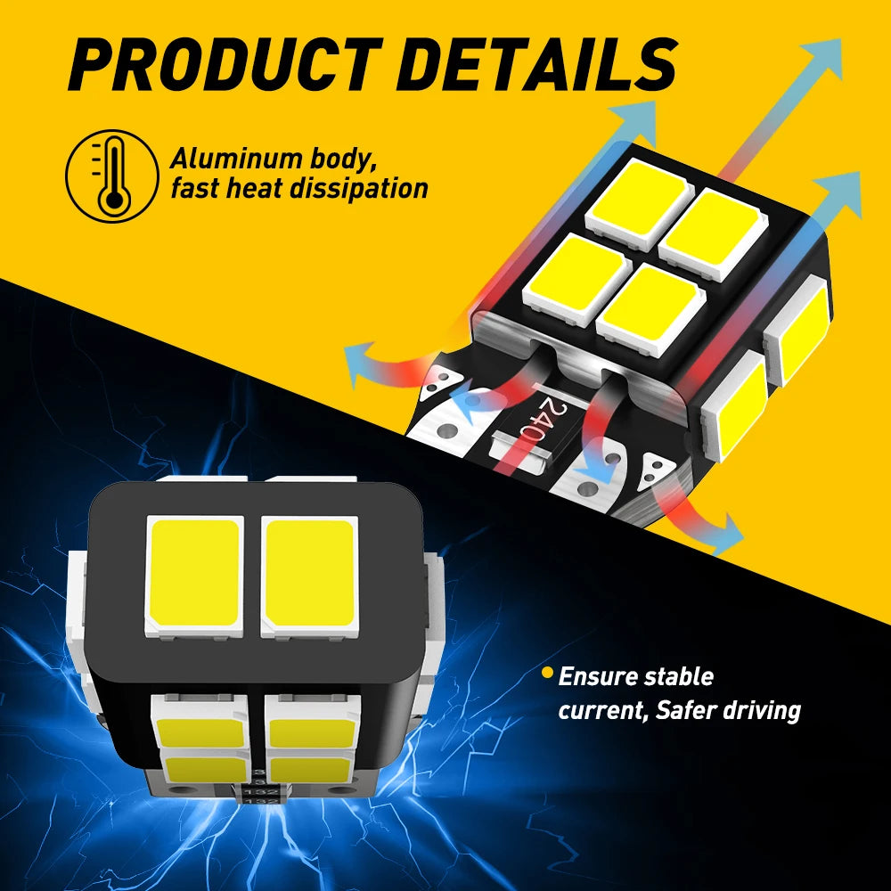 AUXITO 10Pcs W5W T10 194 LED Canbus Error Free Light Bulbs F