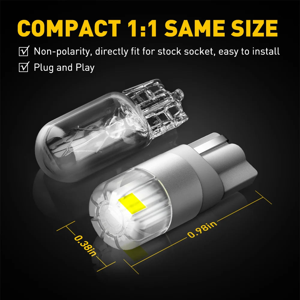 AUXITO 2Pcs 360 Degree Lighting Canbus T10 Lamps W5W LED Bul