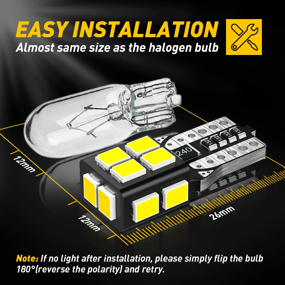 AUXITO 10Pcs W5W T10 194 LED Canbus Error Free Light Bulbs F