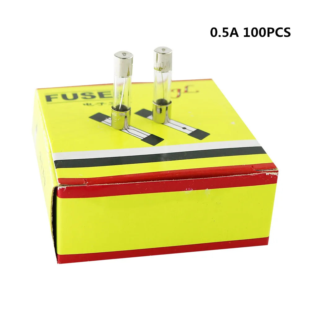 100Pcs/Set 5x20mm Quick Blow Glass Tube Fuse Assorted Kits Fast-blow Glass Fuses 0.2A 0.5A 1A 2A 3A 5A 8A 10A 15A 20A