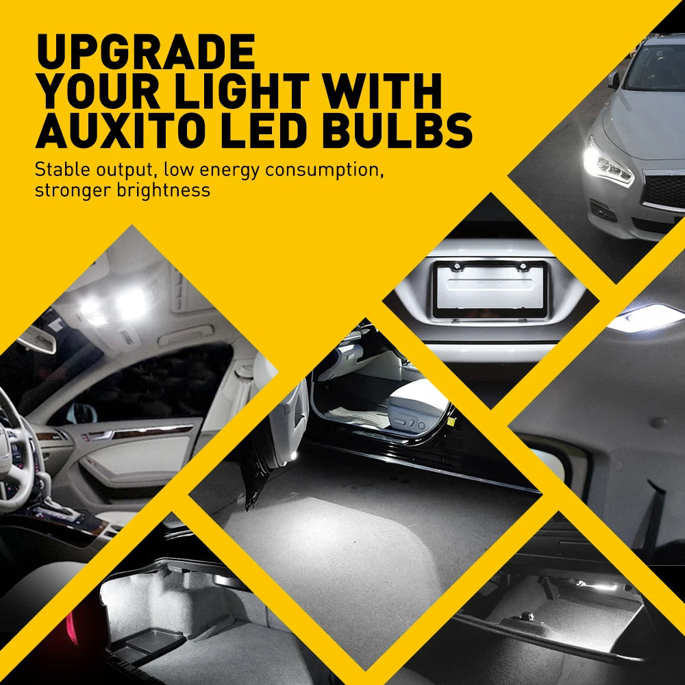AUXITO 10Pcs W5W T10 194 LED Canbus Error Free Light Bulbs F