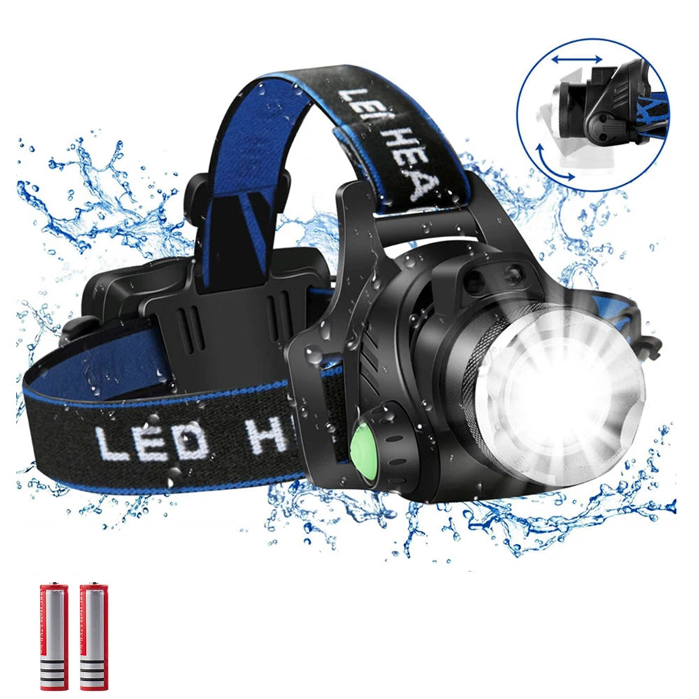 Pocketman Headlamp Upgraded-LED Headlight Zoomable Head Lamp Waterproof Head Torch USB DC Charging Head Light 18650