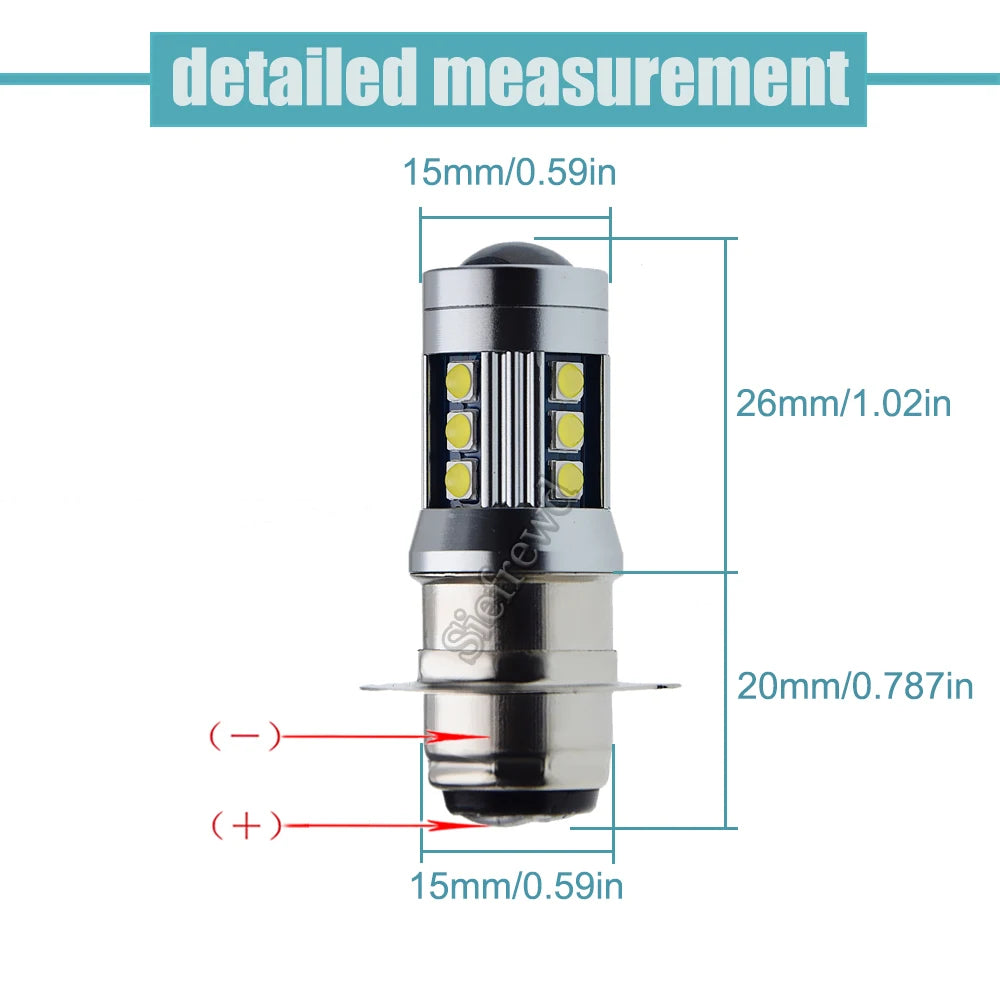 2Pcs H6M P15D-25-1 PX15D T19 Led Headlight Bulb Dual Beam Mo