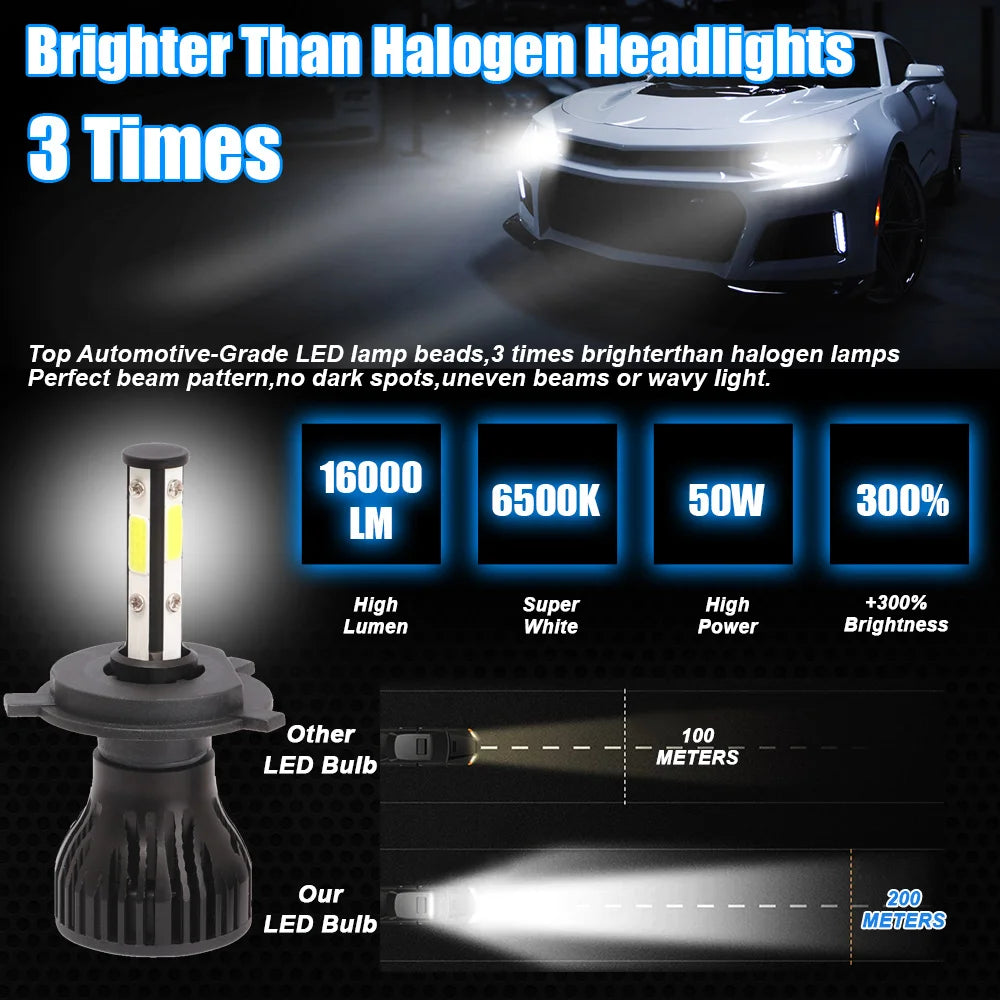 ASLENT NEW H7 LED 4COB H4 H11 H8 H9 Light Bulbs for Auto 900