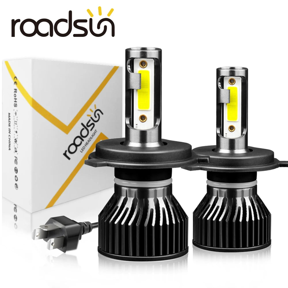 roadsun Mini H4 H7 LED Car Headlight Bulb 12000LM 6000K H1 H