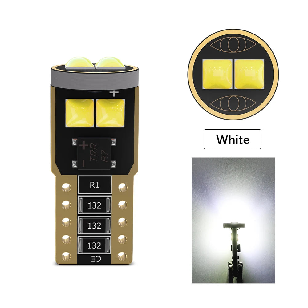 Oprah 2/10Pcs Canbus T10 LED W5W Car Interior Light No Error 3030 6SMD 12V License Plate Lamp Side Parking Bulb DRL White Orange