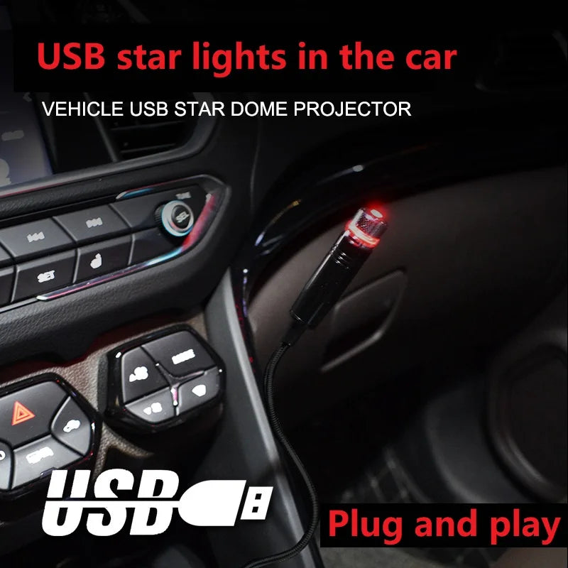 USB Car Interior Atmosphere Star Sky Lamp Ceiling Roof Light